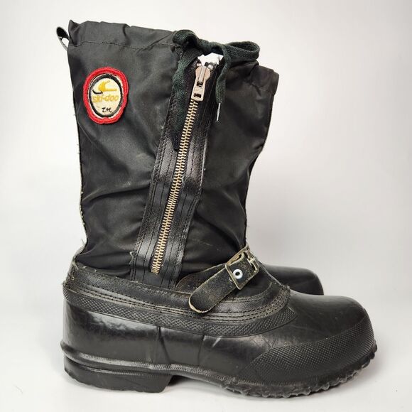 Vtg Ski Doo Boots Mens 6 Snowmobile Embroidered Snow Boots Ice Fishing Utility - Picture 2 of 16